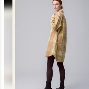 Outerknown Blanket Shirt Dress Yellow & Tan Plaid Women's Size Medium